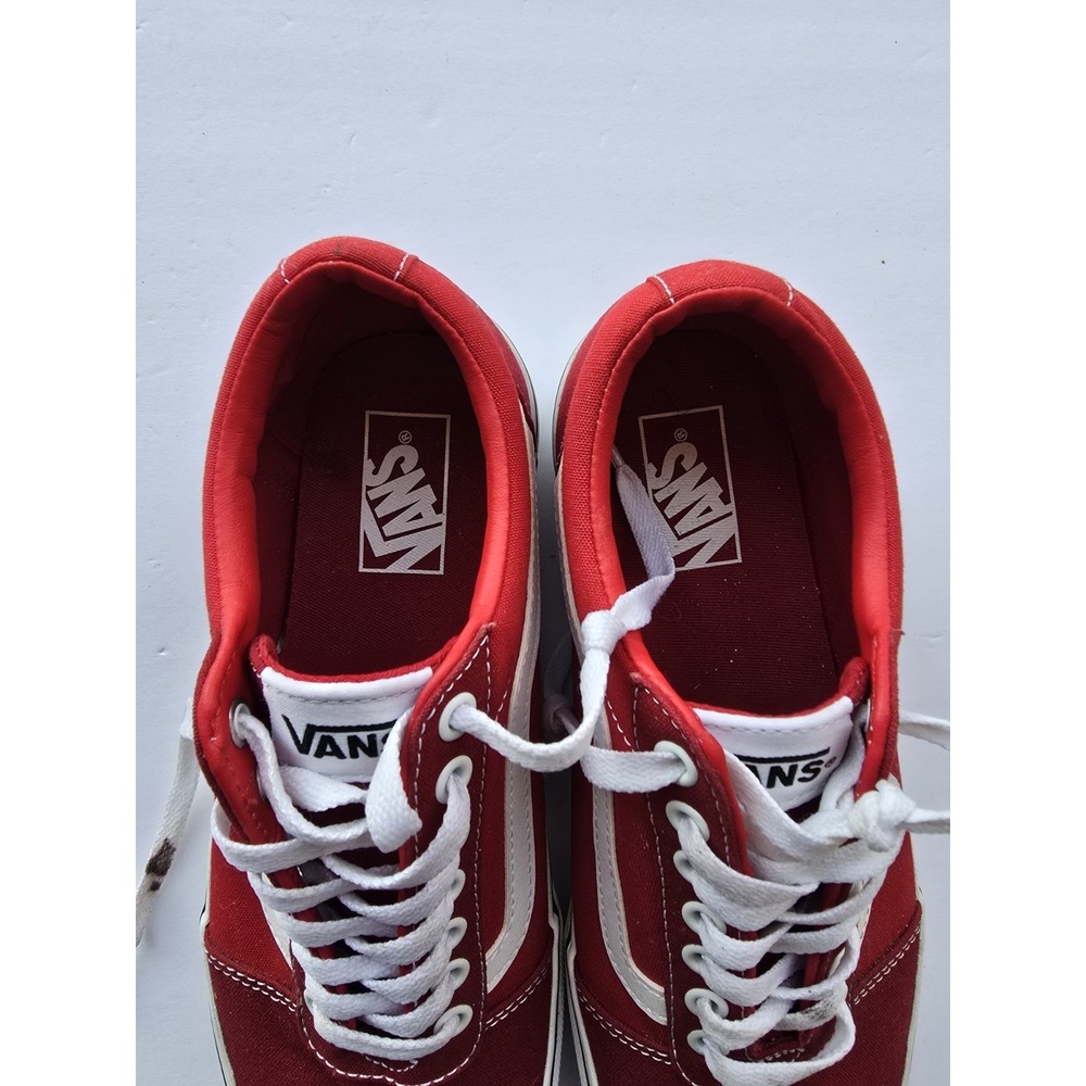 Vans Old Skool Red & White Sneakers – Size 8.5 Men Classic Skate Style - Picture 7 of 9